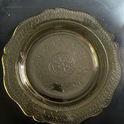 Yellow / Amber Depression Glass Plates - Set Of 2
