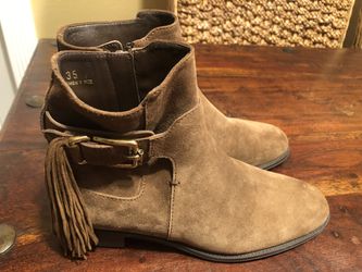 Tod's Suede/Leather Pull On Round Toe Casual Brown Boots Women's Size 35 (US 5)