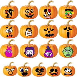 Halloween Pumpkin Decorating Stickers for Kids, Make Funny 78 Face Stickers, Holiday Decor Idea Treats, Gifts, and Crafts for Kids - 19 Sheet