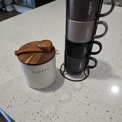 Heart And Hand Coffee Container And Cups