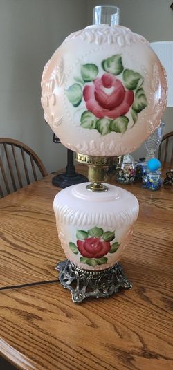 Vintage 1940s Gone with the Wind Covered Wagon Pink Floral Table Lamp from Roanoke, VA.