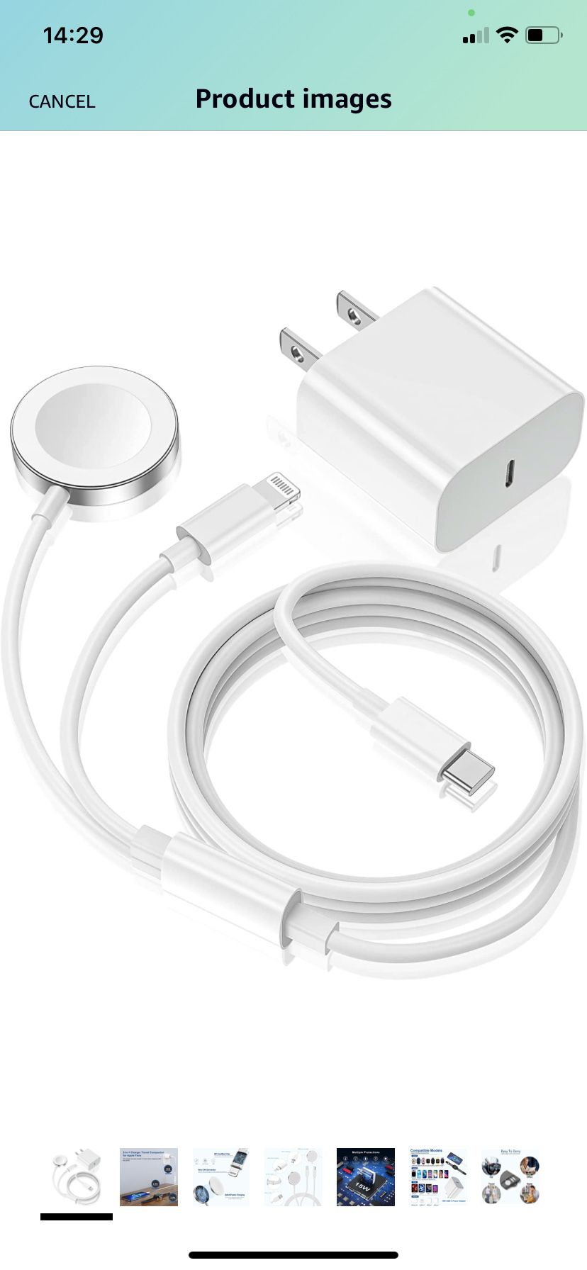 Apple Watch Charger,Upgraded 2-in-1 USB C Fast iPhone Watch Charger [Apple MFi Certified] 6FT Magnetic Charging Cable with 15W Wall Charger Block for 