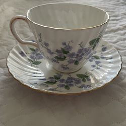 adderley bone china- Vintage Tea Cup & Saucer- Forget Me Not -1950s 