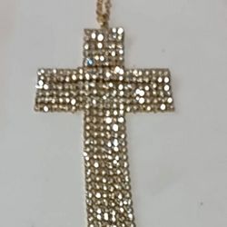 Gold  CZ Cross Necklace 