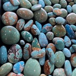 Turquoise Cabochons For Jewelry Making Or Arts & Crafts  I have various mines such as Kingman, Number 8, Tyrone etc. 55 cents per carat.