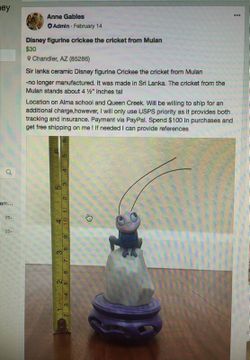 Disney ceramic mulan cricket Crickee figurine