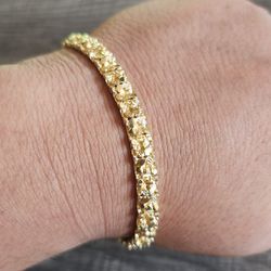 SOILD 14k Yellow Gold Nugget Bracelet 