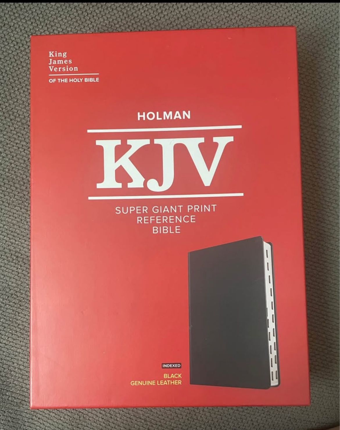 KJV Super Giant-Print Reference Bible--genuine leather, black (indexed)