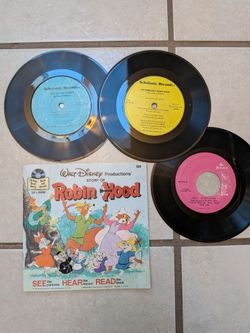 Vintage Children's Story Records – Disney & Scholastic – 4 Record Lot