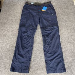 Columbia Silver Ridge Convertible Pant Mens Navy Blue 38x34 (36x32) Omni-Shade