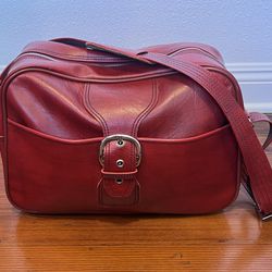 Sears Vintage Burgundy Travel Luggage Bag Suitcase #9000