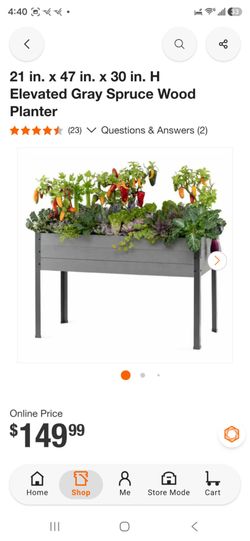 Brand new Elevated Gray Spruce Wood Planter 21x47x30