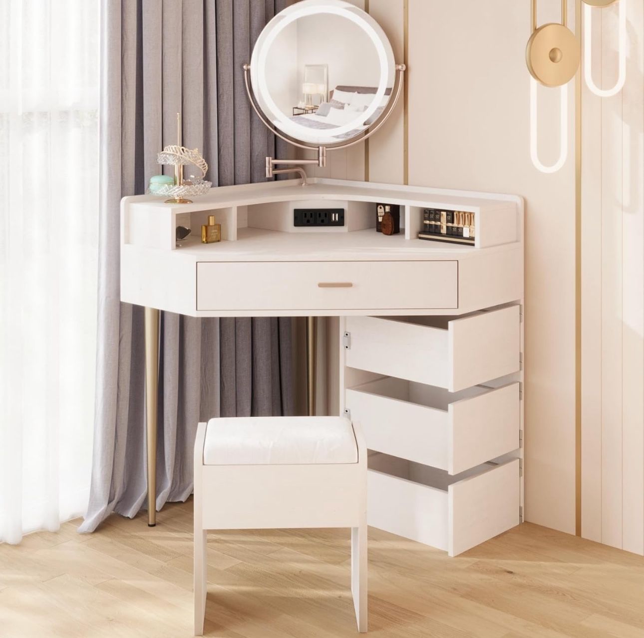 New Corner Vanity Desk Makeup Vanity Table