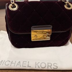MK Burgundy Velvet Quilted Bag