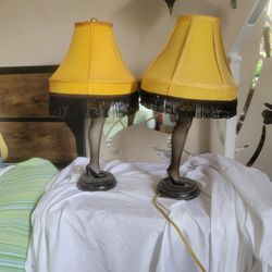 Two matching leg lamps