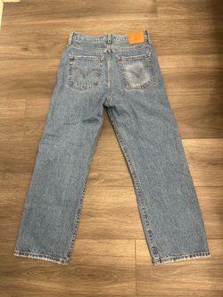 Levi's Ribcage Straight Ankle Jeans - Light Blue Distressed Straight Leg Jeans