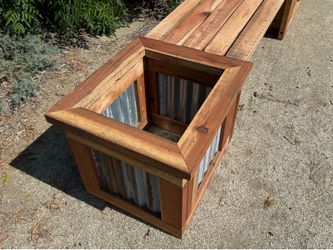 Redwood bench planter combo