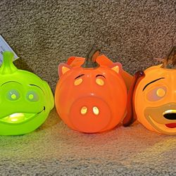 Disney lot of 3 Mini Toy Story light up Pumpkins Slinky dog Hamm Alien  New