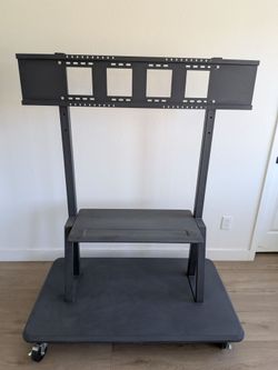 Heavy Duty Rolling TV Cart Stand w/ Mount, Shelf & Locking Wheels – Fits Most TVs