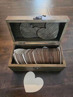 Wooden Box Wedding Sign in/ message hearts