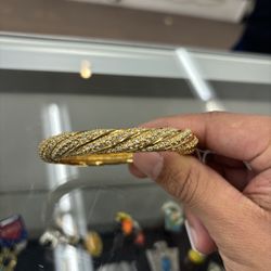 Vintage Gold Bracelet With Dimond Rhinestones 