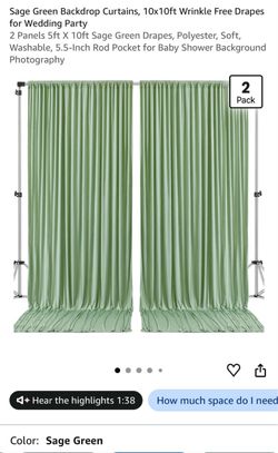 sage green backdrop curtains 2 panels 5ftx10ft