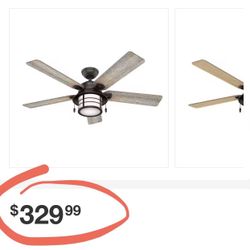 Indoor / Outdoor Key Biscayne 54 in. Onyx Bengal Ceiling Fan with Light Kit