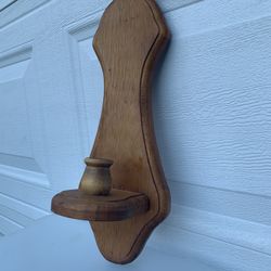 Vintage Wood Candle Wall Sconce Vintage Handmade Oak Wood Stick Candle Holder