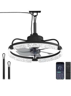 Modern Crystal Ceiling Fan with Light and Remote