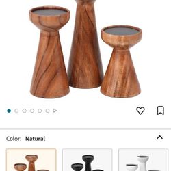 3 Pcs Flare Candleholders Wooden