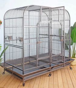 Flyline Double Cage with Center Divider for Bird Parrot Aviary W64xd32xh73
