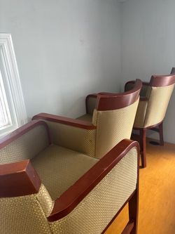Wood Frame Upholstered Armchairs