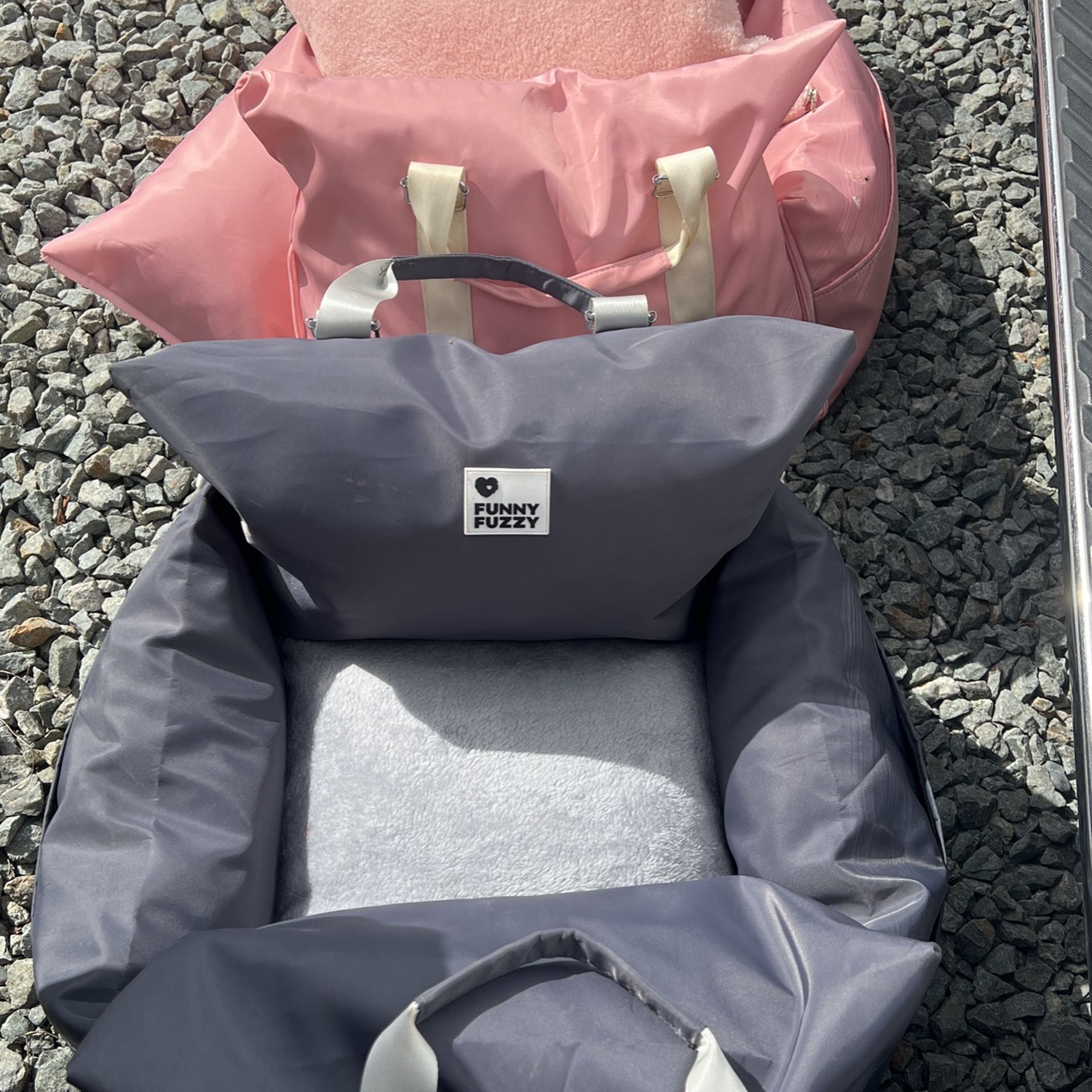 Pink And Grey Color Pets Beds And Carrying $32 Each