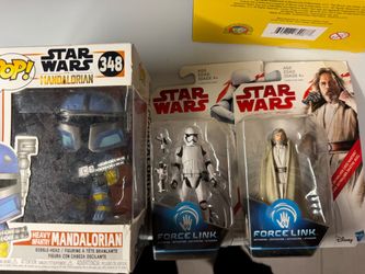 Star Wars Lot 3 Funko Pop #348 Heavy Mandalorian Force Link Luke Stormtrooper