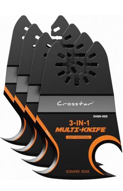 4PCS Oscillating Multi-Tool Hook Knife Blade, Push, Pull, and Scrape—3-in-1 Rigid Scraper & Knives, Suitable for Cutting Carpet, Adhesive Residue, Til