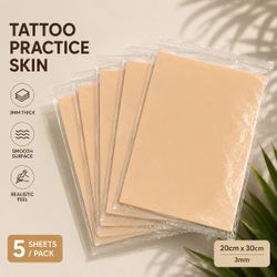 5PCS Tattoo Practice Skin 3mm Double Sided Fake Skin 20x30cm (7.9x11.8in)
