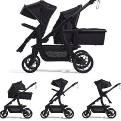 Momcozy ChangeGo Baby Stroller, Convertible Single-to-Double-to-Wagon Stroller with 23 Configurations, Bassinet, Seat Included, Large PU Wheels, All-W