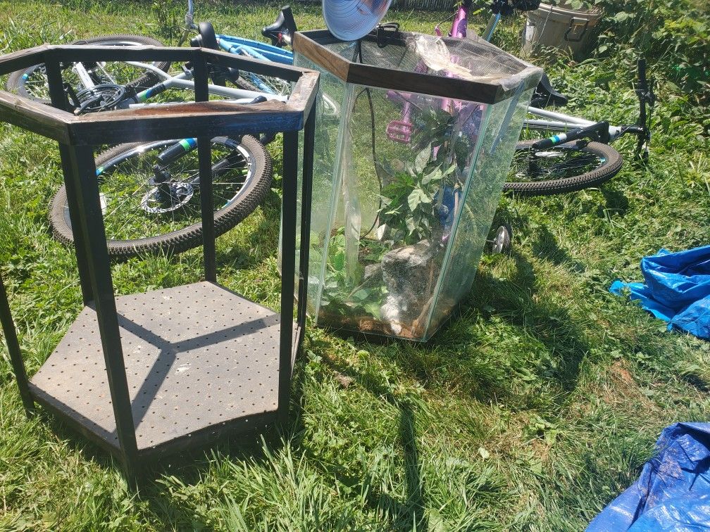 Hexagon Shaped Tank And Stand With Accessories