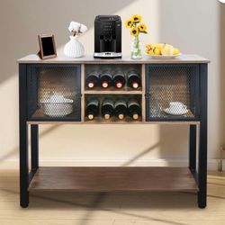 Bar Cabinets with Storage, Modern Farmhouse Buffet Cabinet44 Brown Buffet Sideboard with Storage Shelves for Home Kitchen Dining Room(B4)