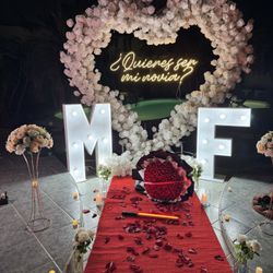 Proposal Set Up / Decoracion De Corazón De Rosas Para Pedida De Mano Propuesta Marry Me 