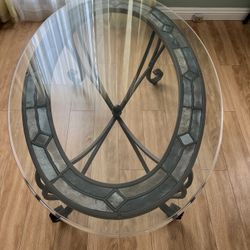Oval Glass Coffee Table With Metal Base - $75 OBO
