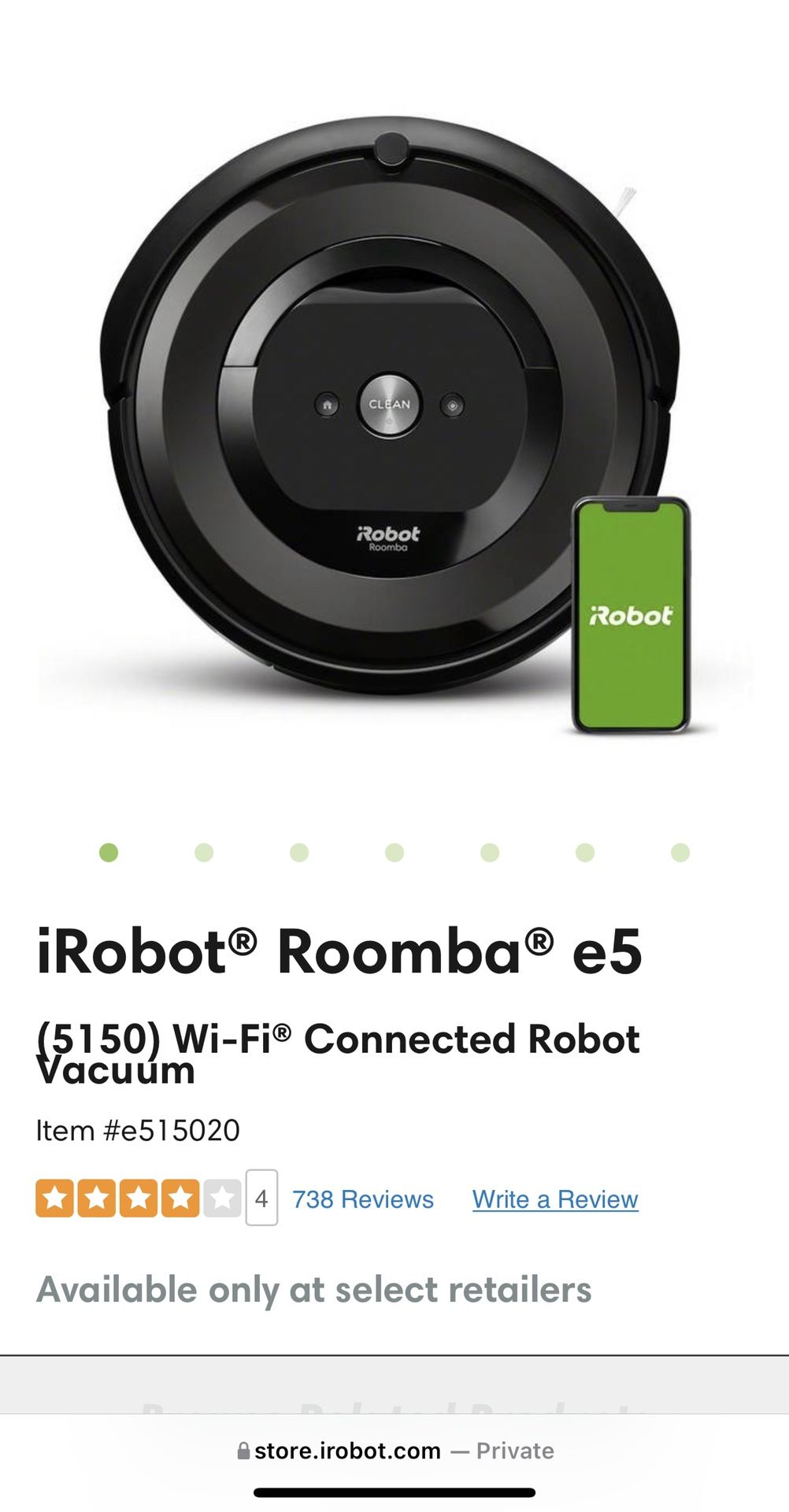 iRobot Roomba e5 w/WiFi Connection Capability!