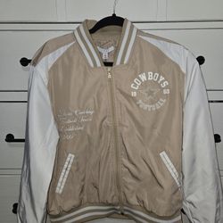 Women's Dallas Cowboys WEAR by Erin Andrews Tan Tonal Full-Zip Bomber Jacket