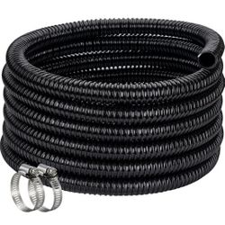ZY-hosetube - Pond Hose ID 1-1/2” × 50ft Black Corrugated Flexible Reinforced PVC Hose Vinyl Tubing for Pond Pump Fountain Garden Waterfall, Non-toxic