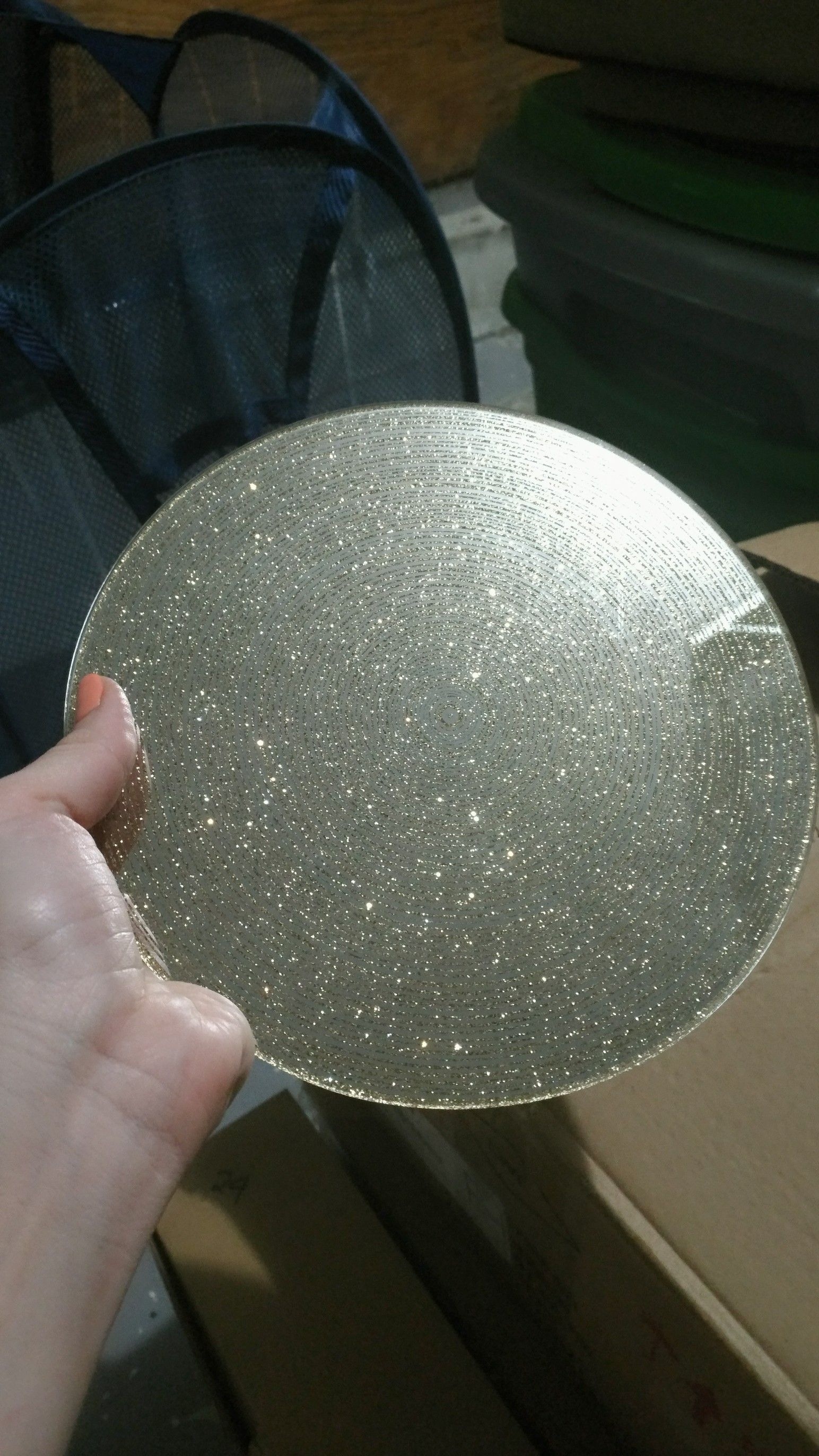 Gold glitter round mirrors from Hobby Lobby