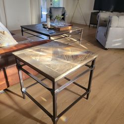 Pottery Barn Parquet Square Reclaimed Wood End Table (23.5")