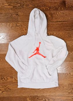 Nike Air Jordan Jumpman Hoodie White Red Graphic Mens Medium M