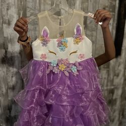 Unicorn Dress Purple- Size 5/6