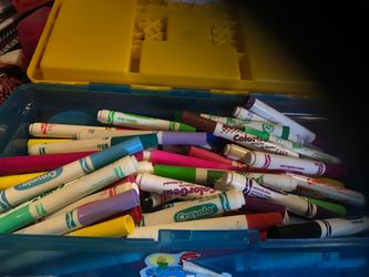 Nice big box of markers and crayons.