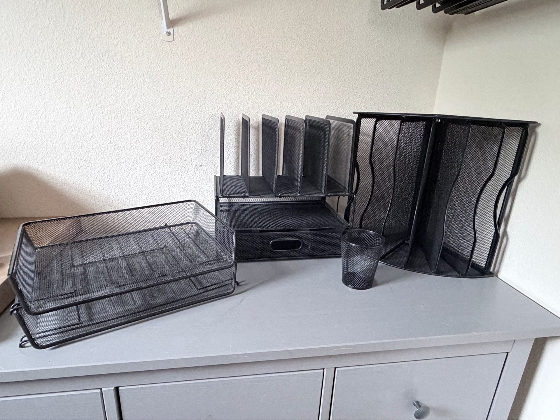 Black Mesh Office Desk Organizer Set